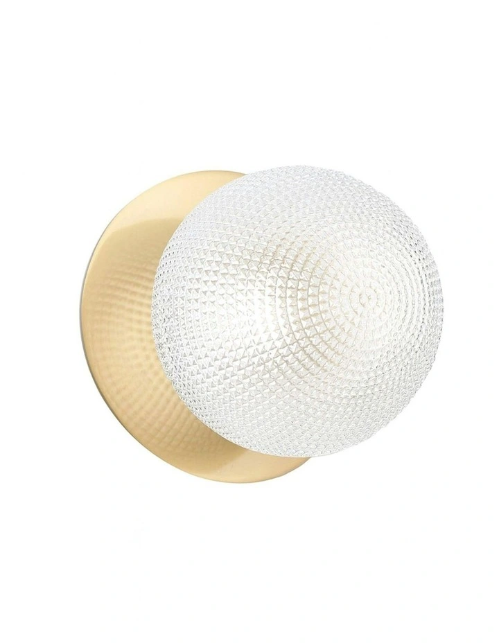 Odessa Diamond Cut Glass LED Wall Light with Brass Base in White/Large image 1