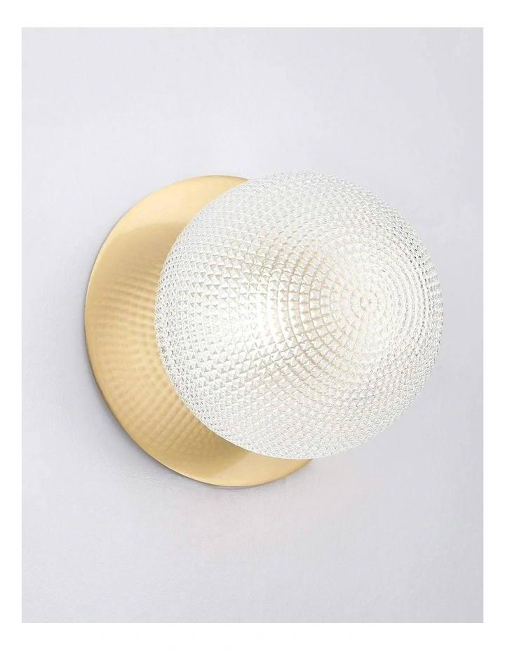 Odessa Diamond Cut Glass LED Wall Light with Brass Base in White/Large image 4