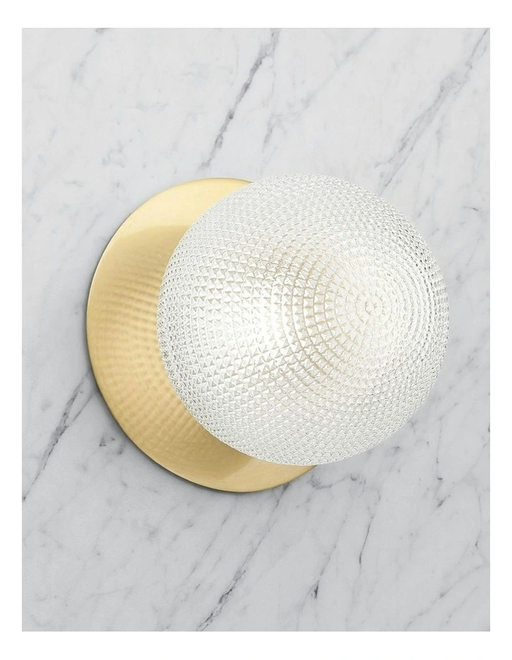 Odessa Diamond Cut Glass LED Wall Light with Brass Base in White/Large image 6