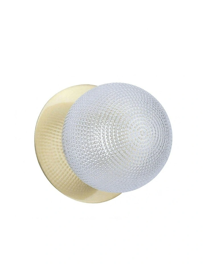 Odessa Diamond Cut Glass LED Wall Light with Brass Base in White/Small image 1