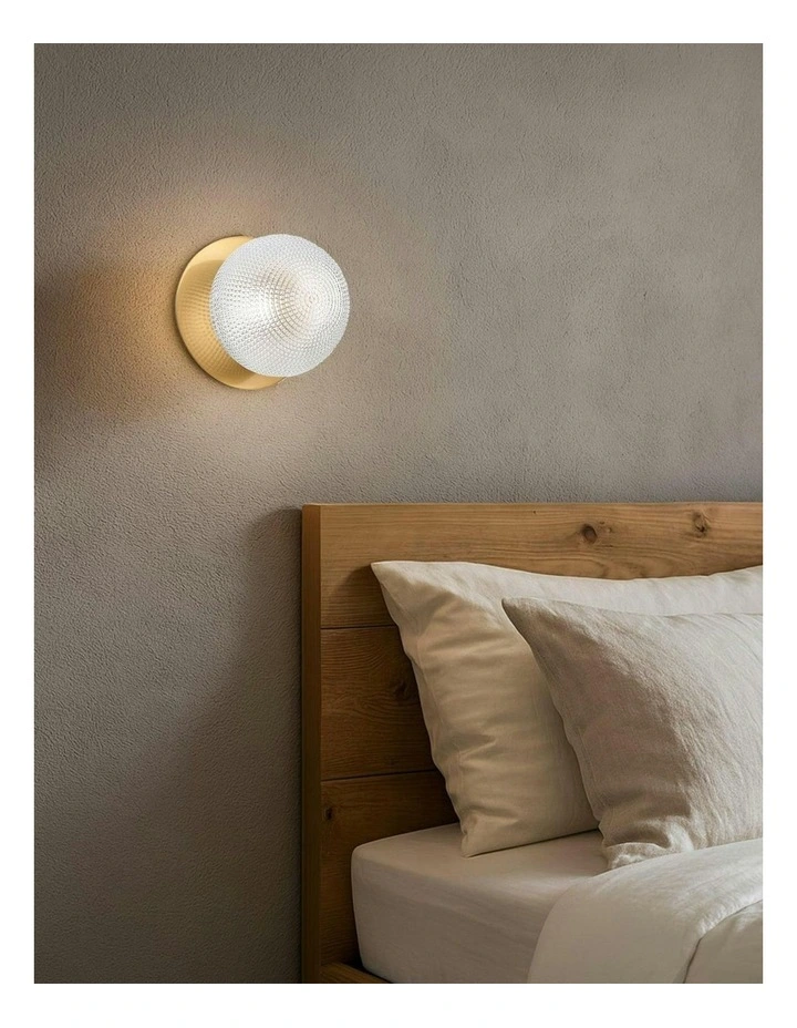 Odessa Diamond Cut Glass LED Wall Light with Brass Base in White/Small image 5