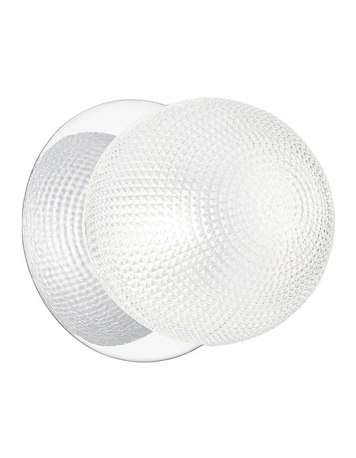 Odessa Diamond Cut Glass LED Wall Light with Chrome Base in White/Small image 2
