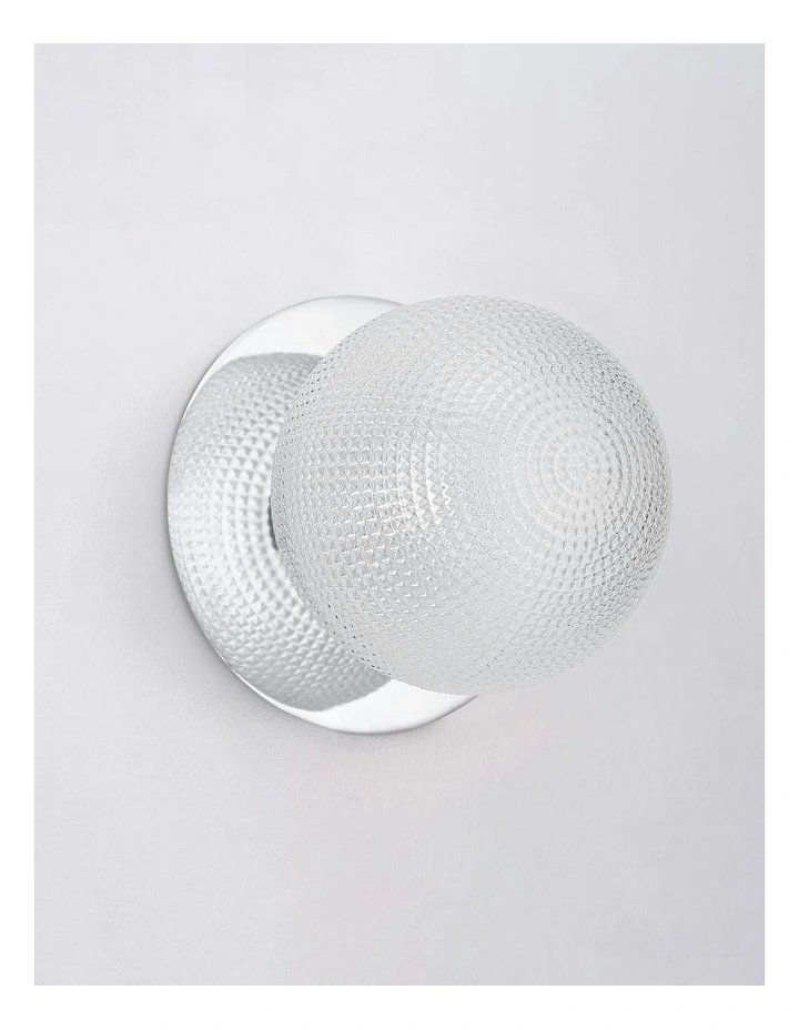 Odessa Diamond Cut Glass LED Wall Light with Chrome Base in White/Small image 3