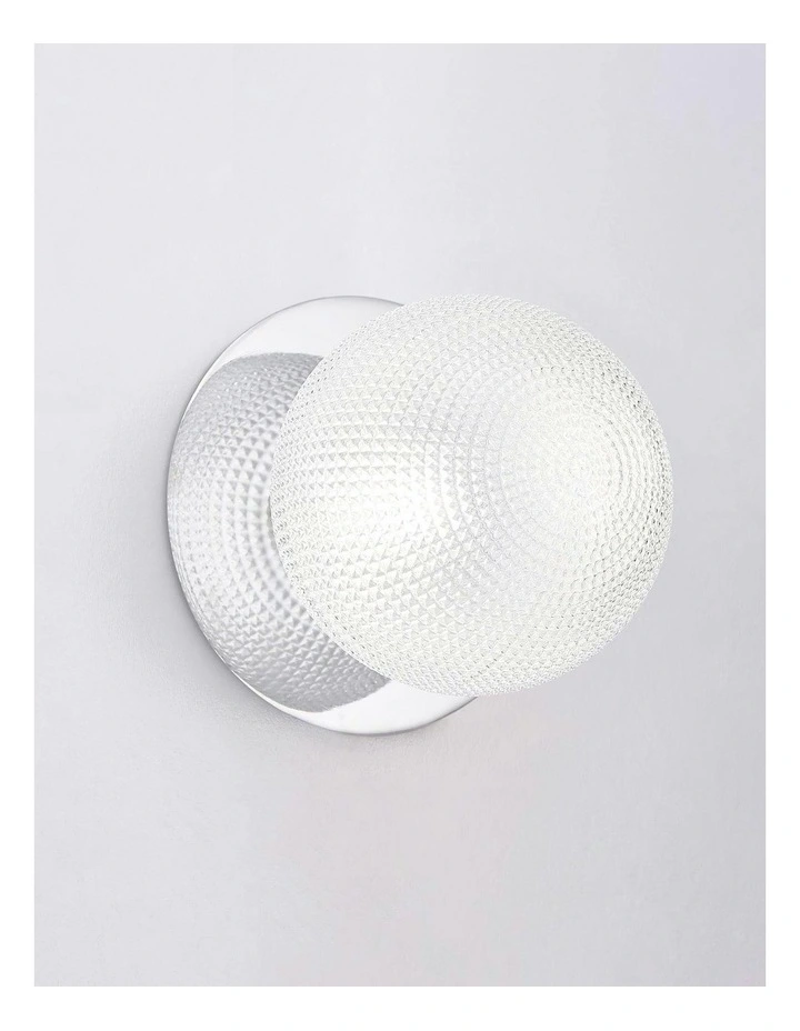Odessa Diamond Cut Glass LED Wall Light with Chrome Base in White/Small image 4