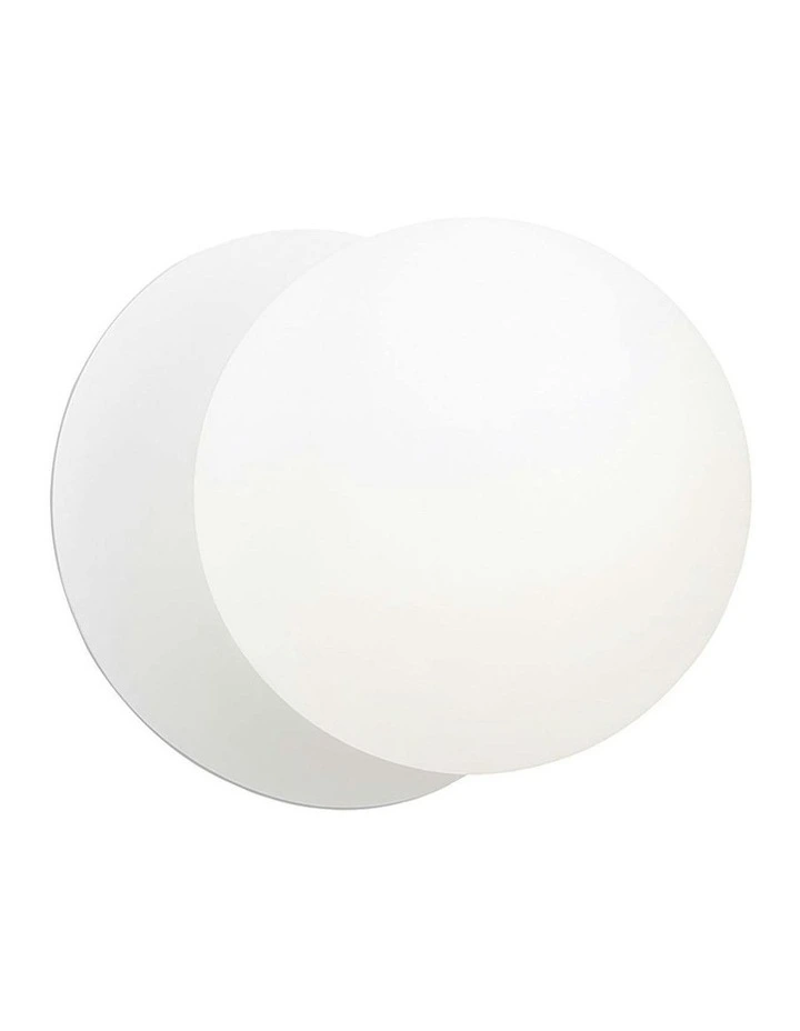 Odessa Opal Frosted Glass LED Wall Light with White Base in White/Small image 2