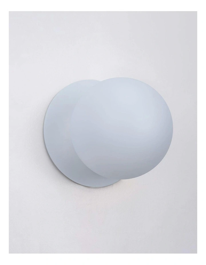 Odessa Opal Frosted Glass LED Wall Light with White Base in White/Small image 3