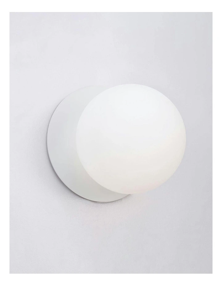 Odessa Opal Frosted Glass LED Wall Light with White Base in White/Small image 4