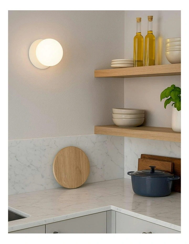 Odessa Opal Frosted Glass LED Wall Light with White Base in White/Small image 7