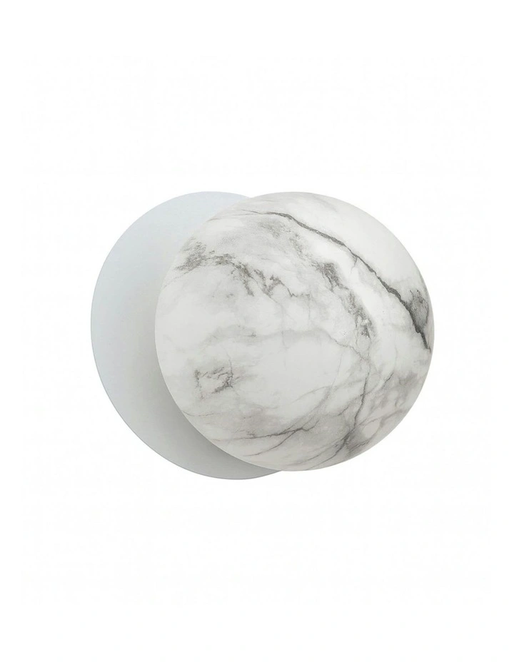 Odessa Marble Opal Glass LED Wall Light with White Base in White/Small image 1