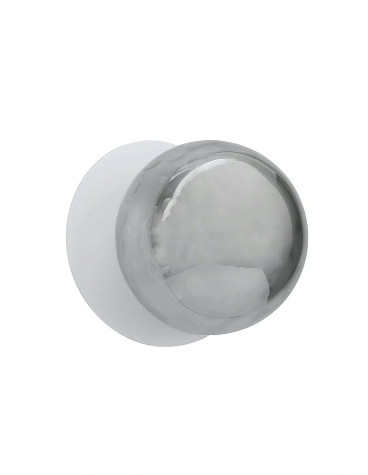 Odessa Molten Ripple Glass LED Wall Light with White Base in White/Small image 1