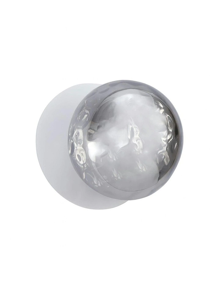 Odessa Molten Ripple Glass LED Wall Light with White Base in White/Small image 2