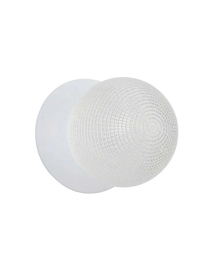 Odessa Diamond Cut Glass LED Wall Light with White Base in White/Small image 1
