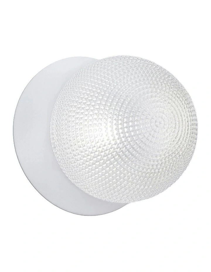 Odessa Diamond Cut Glass LED Wall Light with White Base in White/Small image 2