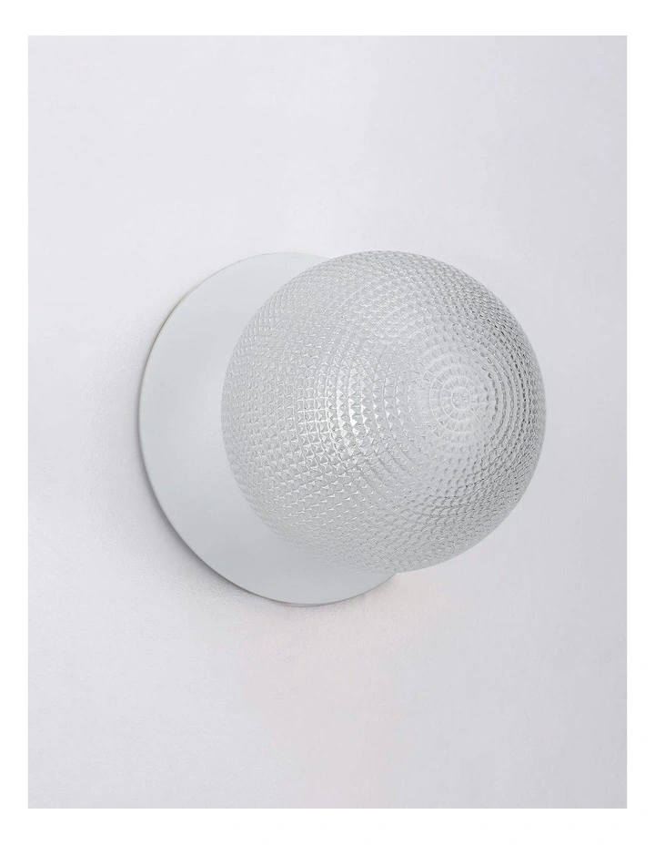Odessa Diamond Cut Glass LED Wall Light with White Base in White/Small image 3