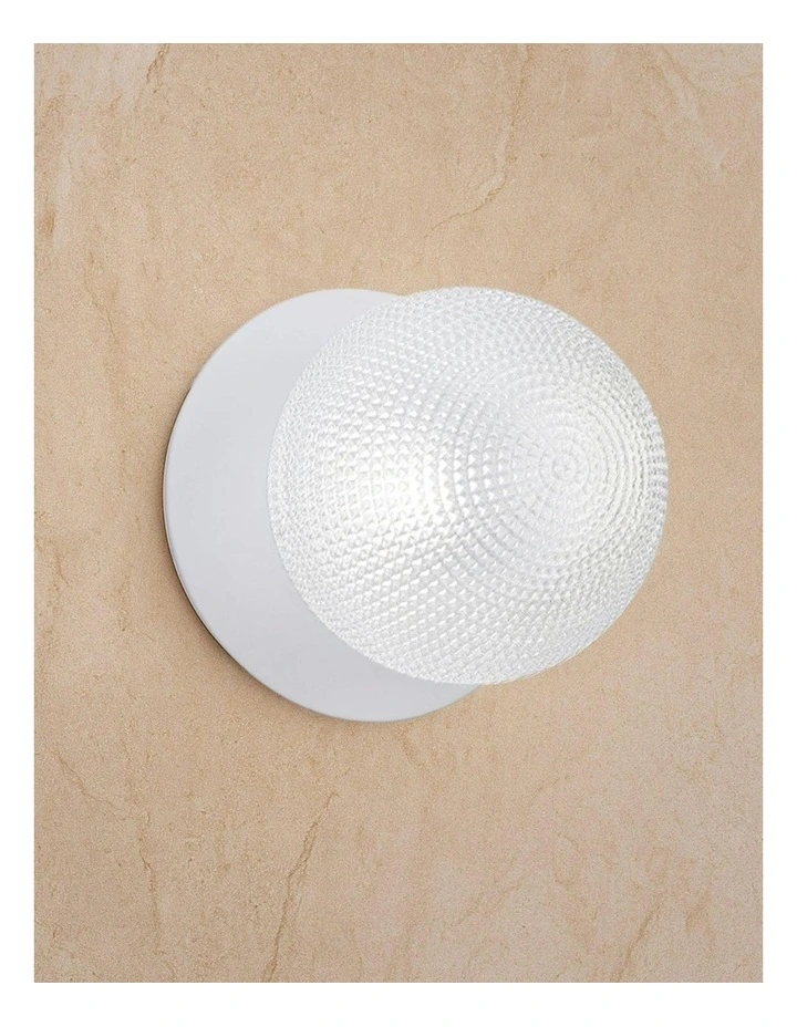 Odessa Diamond Cut Glass LED Wall Light with White Base in White/Small image 7