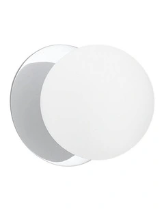 Odessa Opal Frosted Glass LED Wall Light with Chrome Base in White/Small