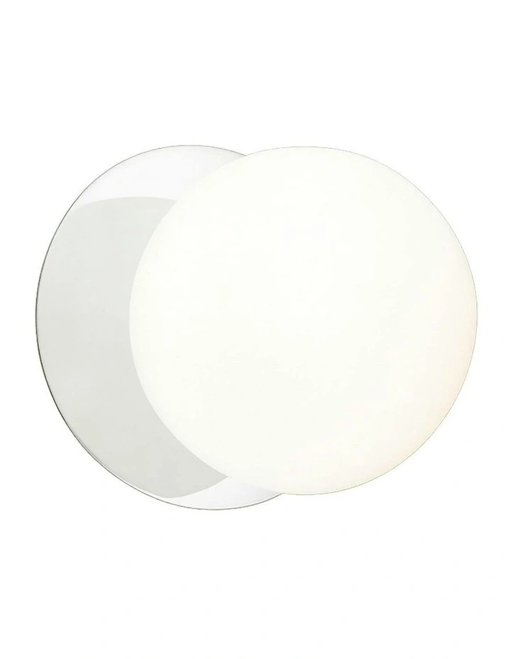 Odessa Opal Frosted Glass LED Wall Light with Chrome Base in White/Small image 2