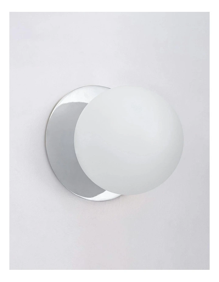 Odessa Opal Frosted Glass LED Wall Light with Chrome Base in White/Small image 3