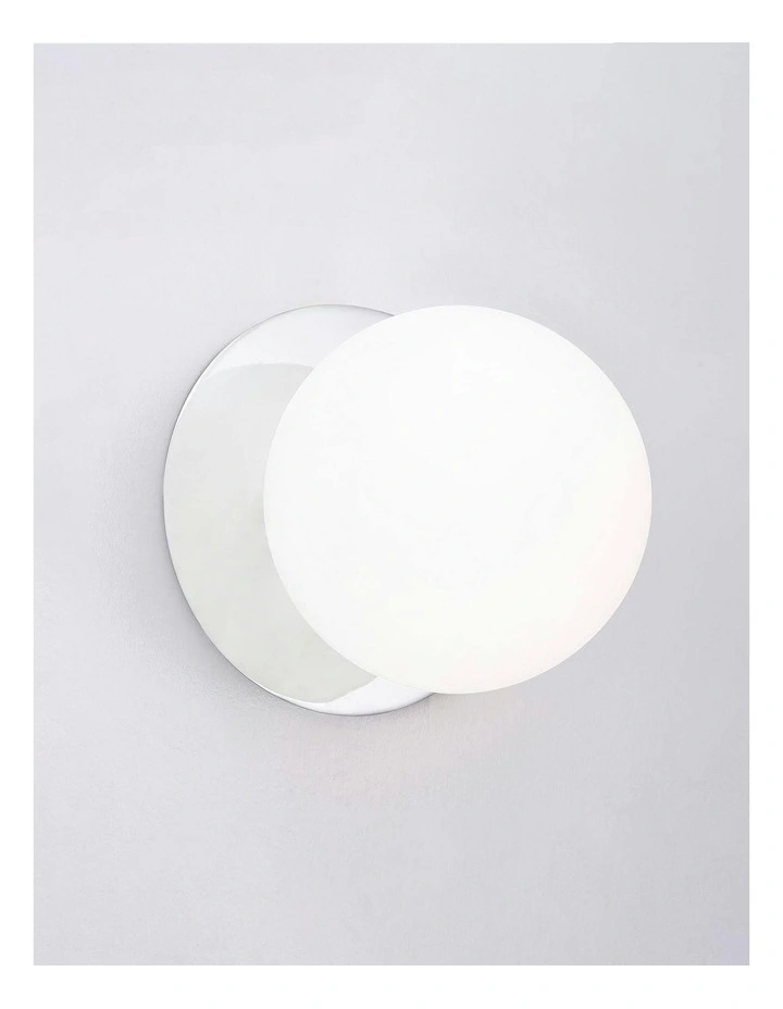 Odessa Opal Frosted Glass LED Wall Light with Chrome Base in White/Small image 4