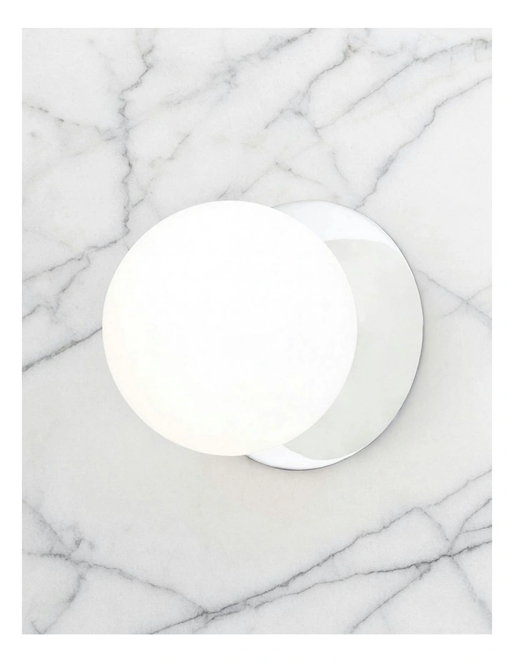 Odessa Opal Frosted Glass LED Wall Light with Chrome Base in White/Small image 7