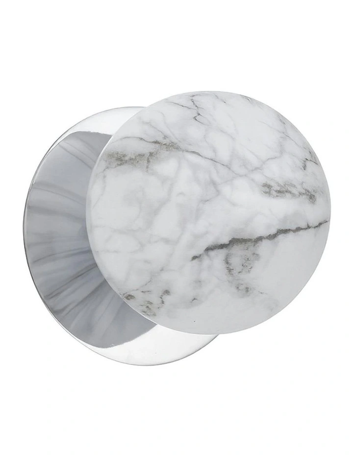 Odessa Marble Opal Glass LED Wall Light with Chrome Base in White/Small image 1