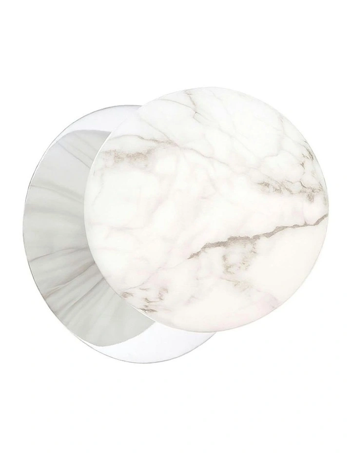 Odessa Marble Opal Glass LED Wall Light with Chrome Base in White/Small image 2