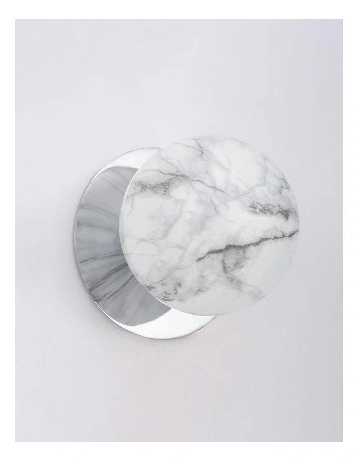 Odessa Marble Opal Glass LED Wall Light with Chrome Base in White/Small image 3