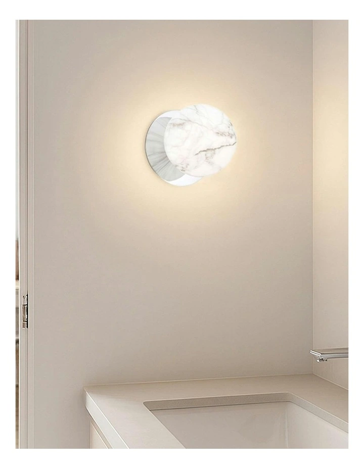 Odessa Marble Opal Glass LED Wall Light with Chrome Base in White/Small image 5