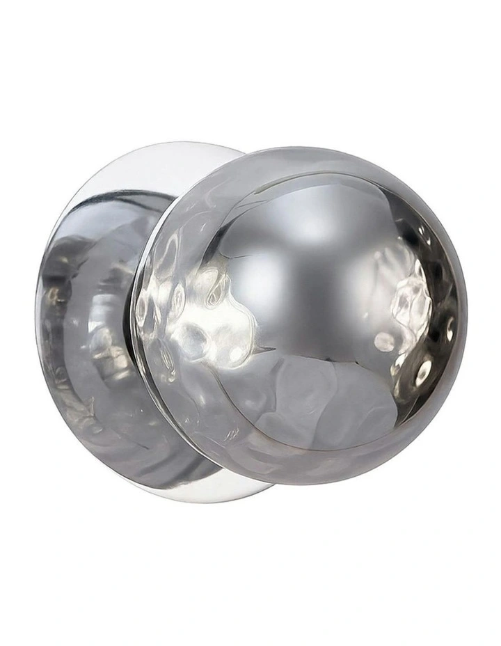 Odessa Molten Ripple Glass LED Wall Light with Chrome Base in White/Small image 2