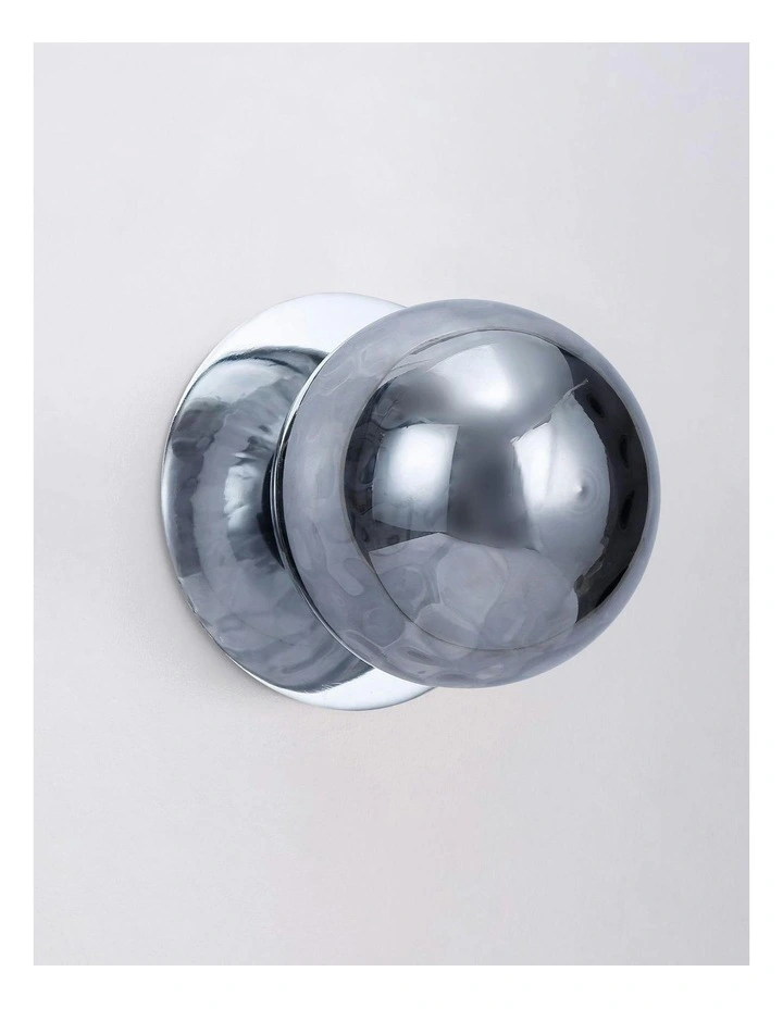 Odessa Molten Ripple Glass LED Wall Light with Chrome Base in White/Small image 3