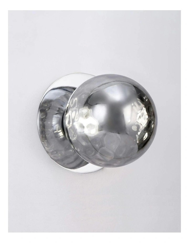 Odessa Molten Ripple Glass LED Wall Light with Chrome Base in White/Small image 4