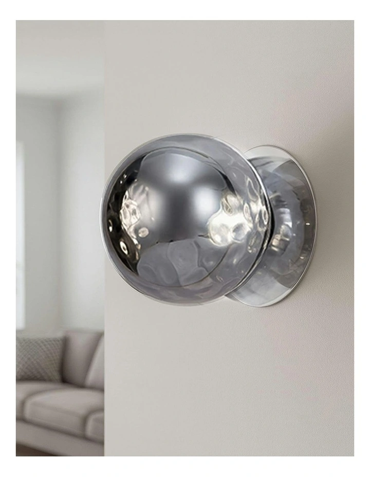 Odessa Molten Ripple Glass LED Wall Light with Chrome Base in White/Small image 7