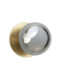 Odessa Molten Ripple Glass LED Wall Light with Brass Base in White/Small