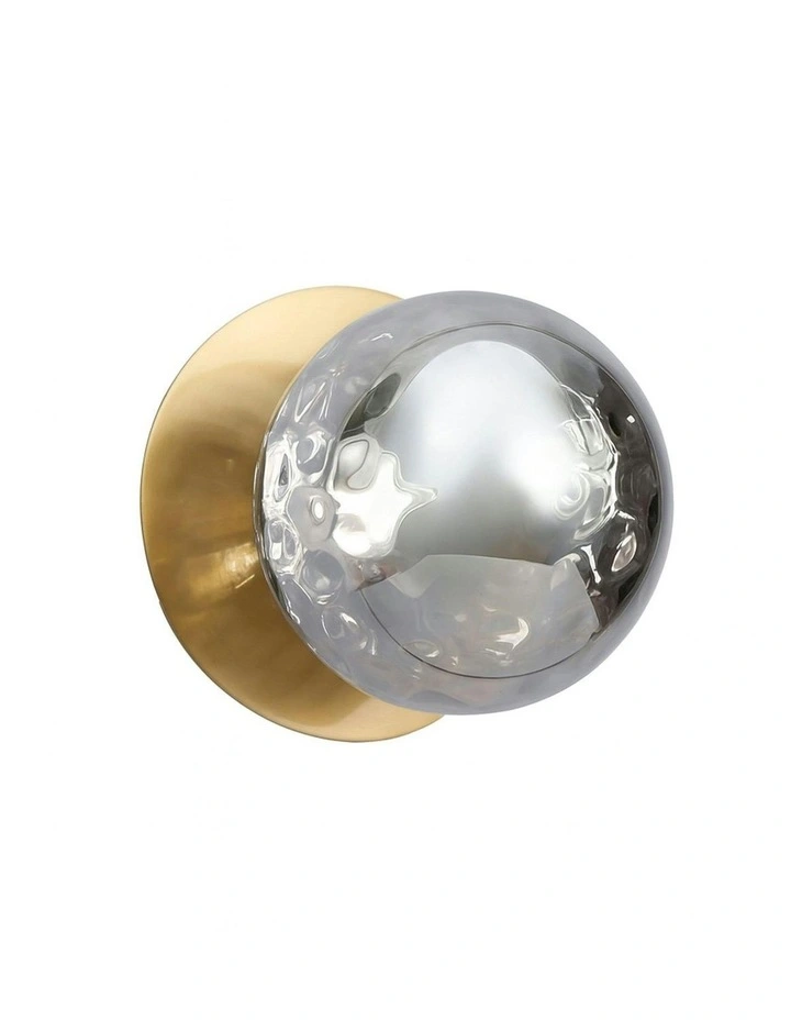 Odessa Molten Ripple Glass LED Wall Light with Brass Base in White/Small image 2