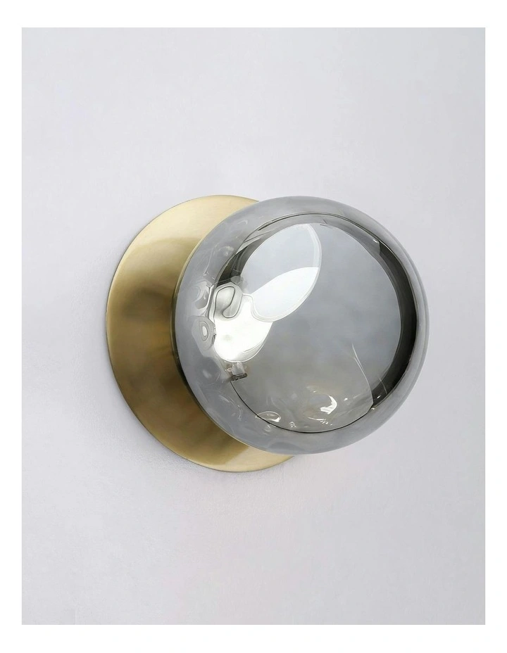 Odessa Molten Ripple Glass LED Wall Light with Brass Base in White/Small image 3