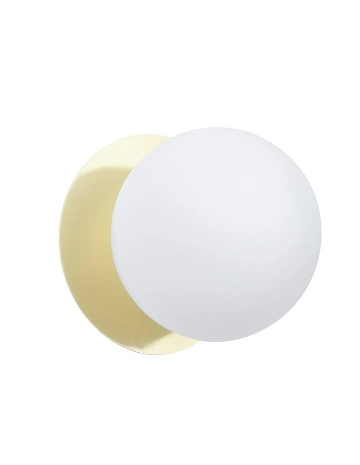 Odessa Opal Frosted Glass LED Wall Light with Gold Base in White/Small image 1