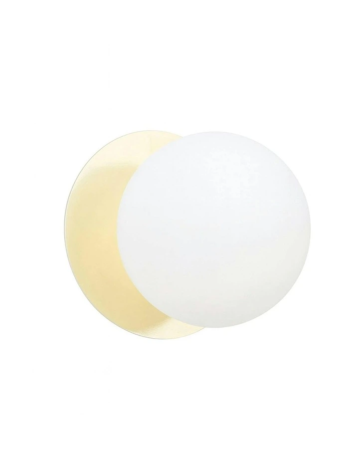 Odessa Opal Frosted Glass LED Wall Light with Gold Base in White/Small image 2