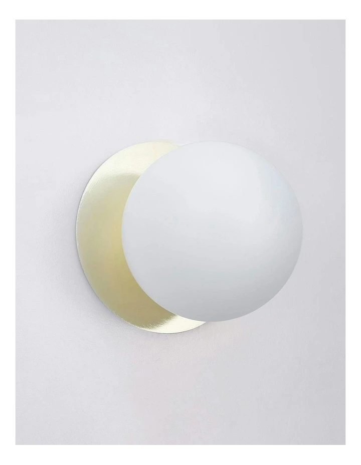 Odessa Opal Frosted Glass LED Wall Light with Gold Base in White/Small image 3