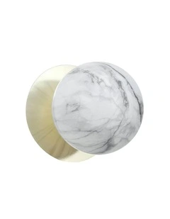 Odessa Marble Opal Glass LED Wall Light with Gold Base in White/Small
