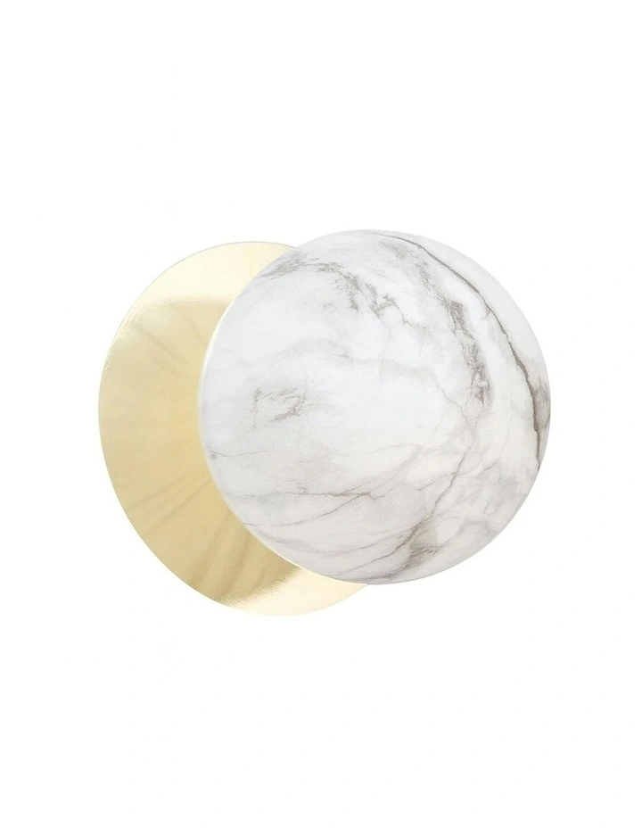 Odessa Marble Opal Glass LED Wall Light with Gold Base in White/Small image 2