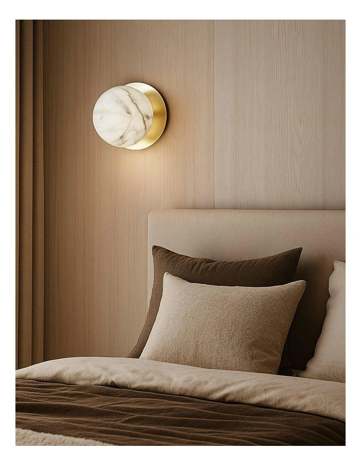 Odessa Marble Opal Glass LED Wall Light with Gold Base in White/Small image 6