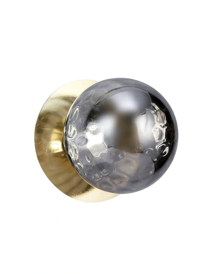 Odessa Molten Ripple Glass LED Wall Light with Gold Base in White/Small image 2