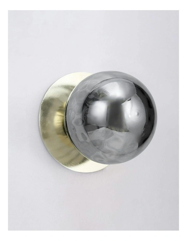 Odessa Molten Ripple Glass LED Wall Light with Gold Base in White/Small image 3