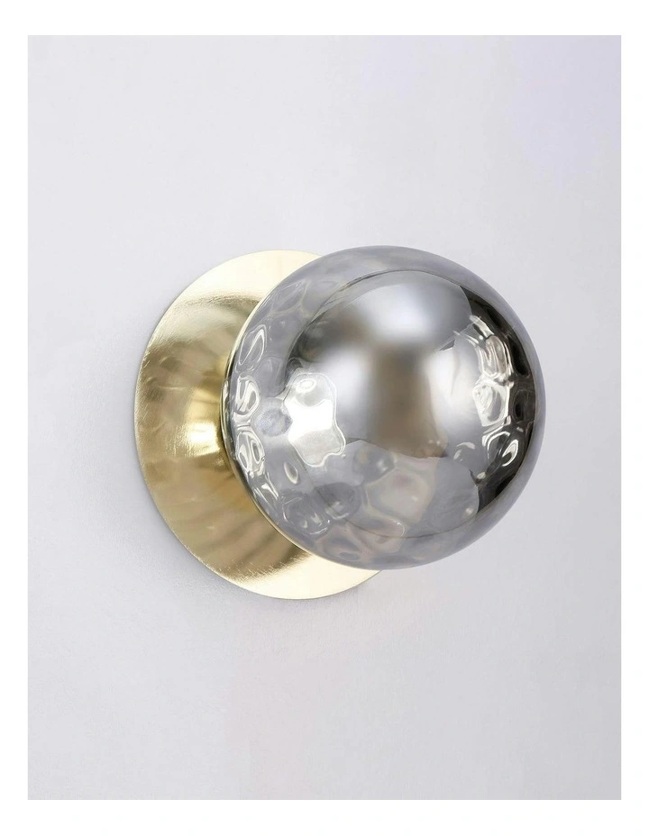 Odessa Molten Ripple Glass LED Wall Light with Gold Base in White/Small image 4