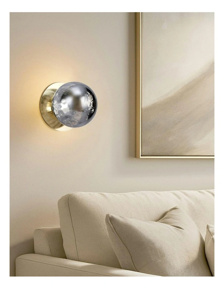 Odessa Molten Ripple Glass LED Wall Light with Gold Base in White/Small image 5