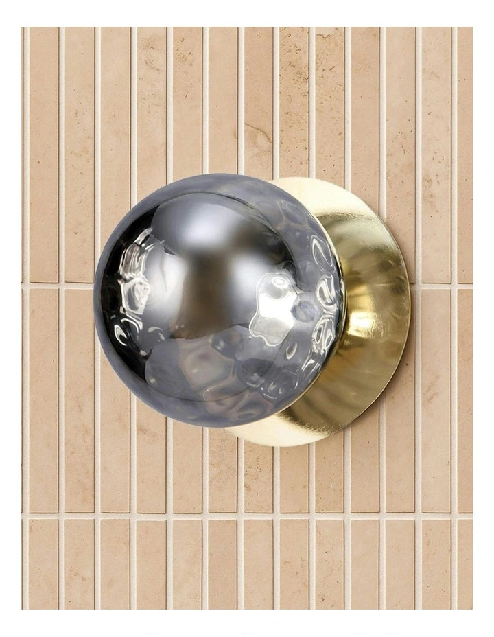 Odessa Molten Ripple Glass LED Wall Light with Gold Base in White/Small image 6