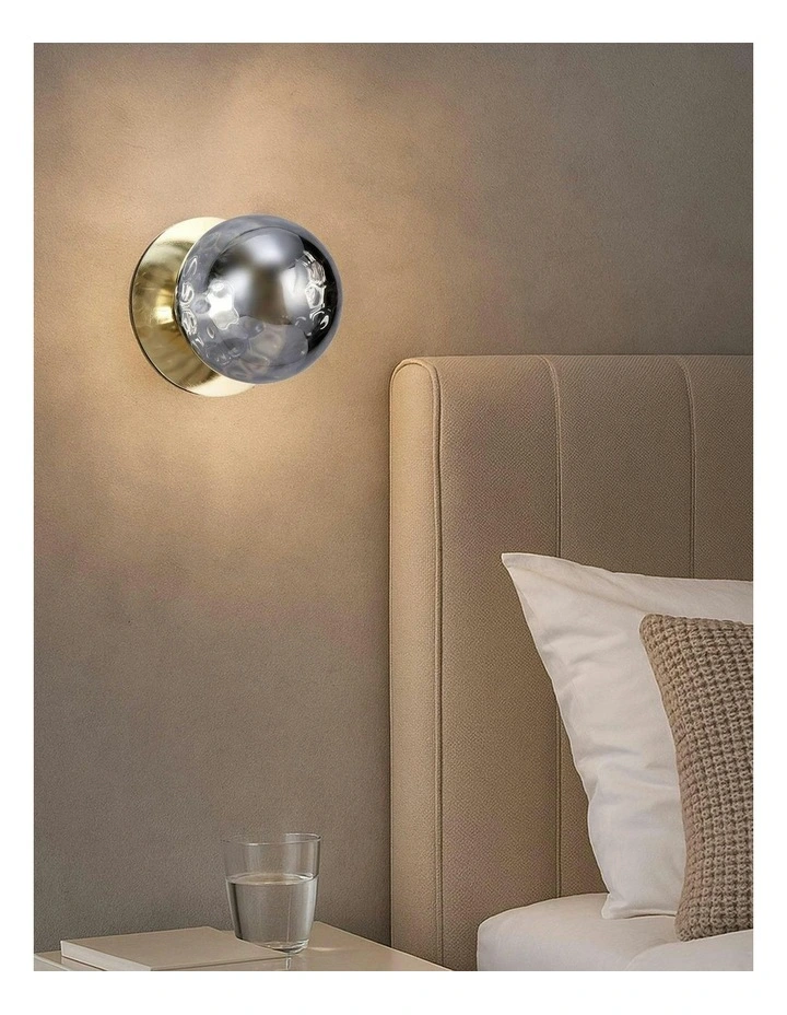 Odessa Molten Ripple Glass LED Wall Light with Gold Base in White/Small image 7