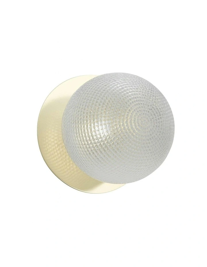 Odessa Diamond Cut Glass LED Wall Light with Gold Base in White/Small image 1