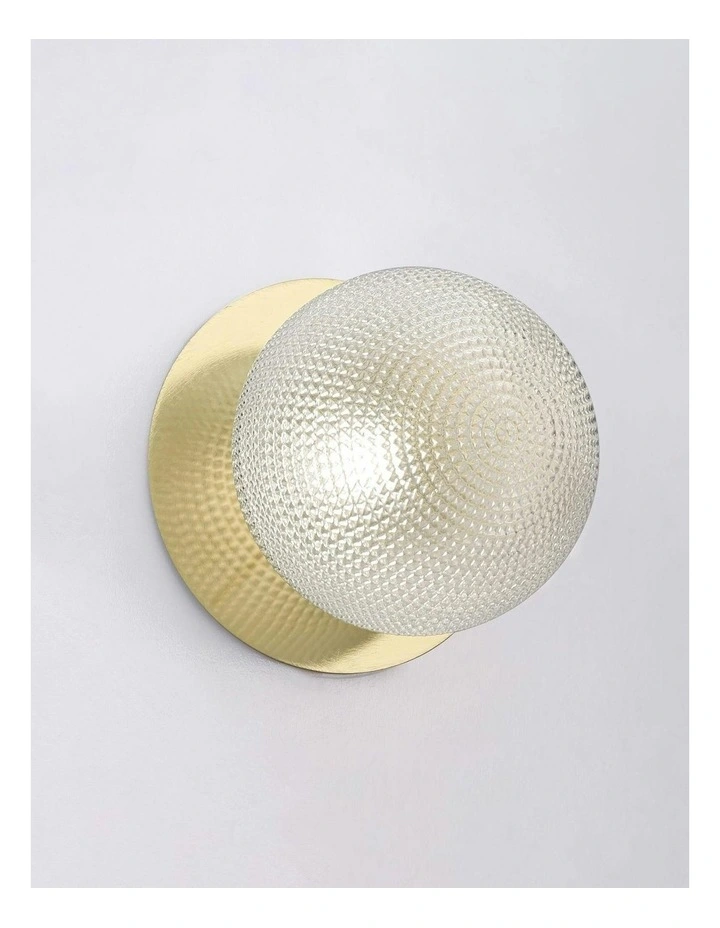 Odessa Diamond Cut Glass LED Wall Light with Gold Base in White/Small image 4