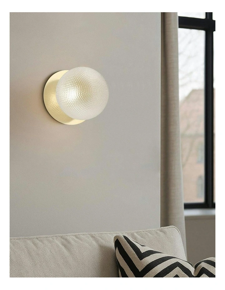 Odessa Diamond Cut Glass LED Wall Light with Gold Base in White/Small image 5